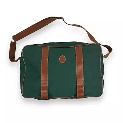 Vintage Polo Ralph Lauren Green Canvas Brown Messenger Bag Pony • $22