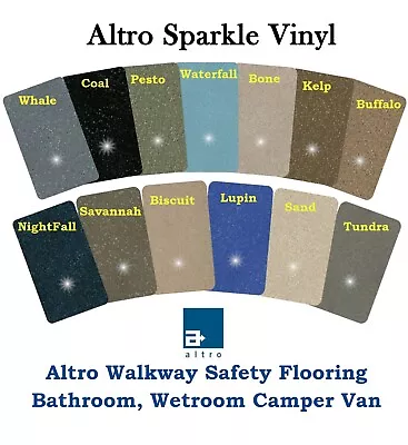 Altro Sparkle Bathroom Walkway Vinyl - Anti Slip Safety Flooring - Van Campervan • £39.99