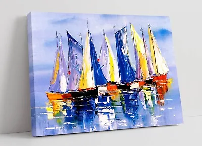 Sailing Boats Seascape Home Decor Canvas Wall Artwork Picture Print • £14.99