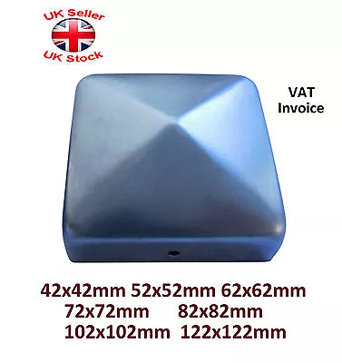 Square Metal Fence Gate Post Cap Caps Flange 42x42 To 122x122mm  Pyramid  • £4.97