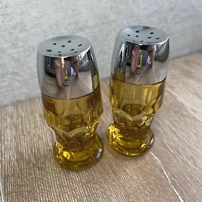 Vintage Viking Georgian Glass Amber Honeycomb Salt Pepper Shaker Set • $9.99