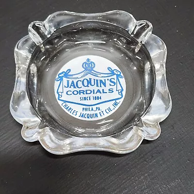 Vintage Glass Ashtray Jacquins Cordials Philadelphia Pa- • $14.90