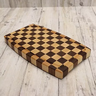 Handmade Solid Wood End Grain Cutting Board 9.5x16  Walnut & Maple Wood Block • $60.55