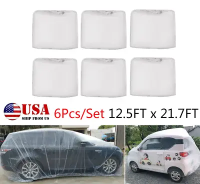 6Pack Clear Plastic Temporary Universal Disposable Car Cover Rain Dust Garage US • $41.30