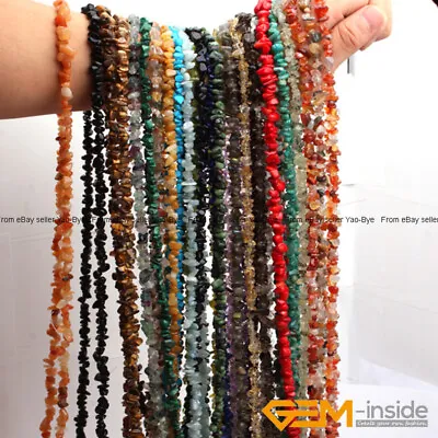 $3.33 • Buy Natural 7-8mm Freeform Gemstone Chips Beads For Jewelry Making Strand 34 &15 