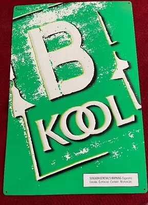 Vintage Kool Cigarettes Embossed Metal Litho Advertising Sign  B KOOL  1997 • $19.95