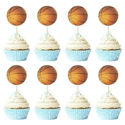 24Pcs Basketball Cupcake Cake Toppers | Basketball Party Supplies Dessert Muf... • $6.90