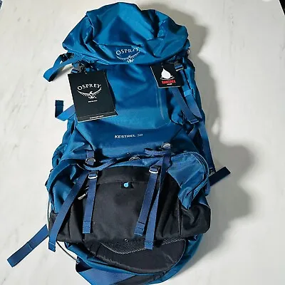 Osprey Kestrel 38 Internal Frame Backpack-Medium/Large Loch Blue With Rain Cover • $164.95