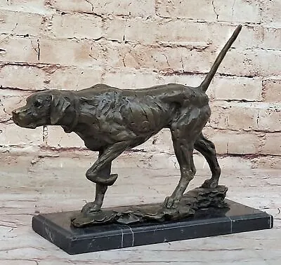 Signed Milo Bronze Foxhound Dog Sculpture Statue Hand Made Marble Decor • $209.50