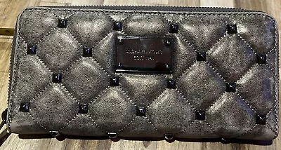 Michael Kors Astor Quilted Metallic Studded Leather Wallet • $55