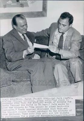 1957 Press Photo Producer Mike Todd With Sol Polk 1950s • $15