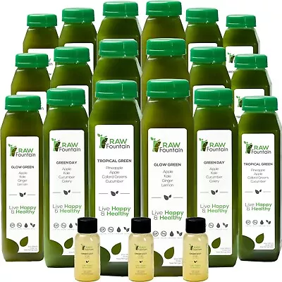 RAW Fountain 3 Day GREEN Juice Cleanse All Natural Cold Pressed Detox 18ct 12oz • $109.99