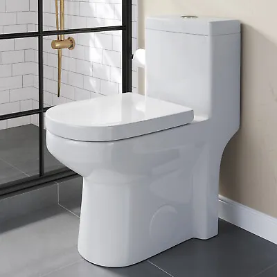 Modern One Piece Toilet Compact Toilet 10''Rough In Dual Flush Small Bathroom • $201.99