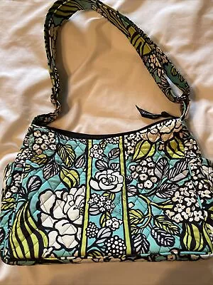 Vera Bradley Island Blooms Floral Print Green Blue Quilted Shoulder Bag Purse • $12.99