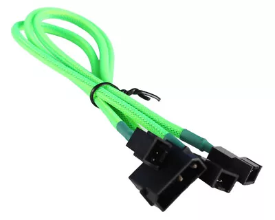 4-pin LP4 Power To 3x 3-Pin PC Fan Power Adapter / Splitter - Braided - Green • $7.99