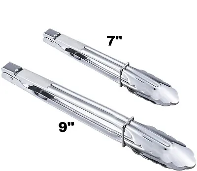 2X Stainless Steel Salad Tongs BBQ Kitchen Cooking Food Serving Bar Utensil Tong • £5.95