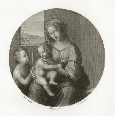 SACRED FAMILY By FRANCESCO GRANACCI Large Engraving On Copper 1842  • £25.16