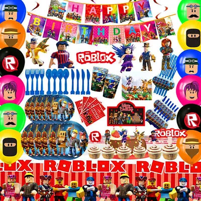 Roblox Birthday Party Decoration Tableware Party Supplies Banner Plates Balloons • $12.99