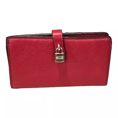 Michael Kors Womens Red Leather Bifold Wallet Organizer • $46