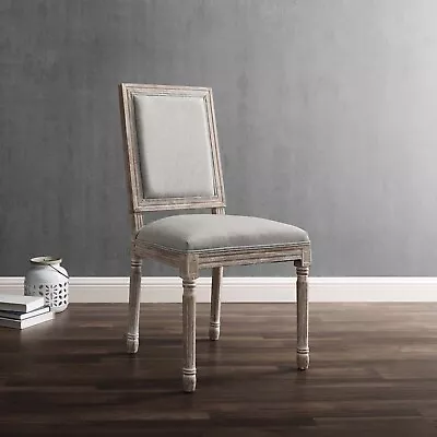 Modway Court French Vintage Upholstered Fabric Dining Chair In Light Gray • $183.62