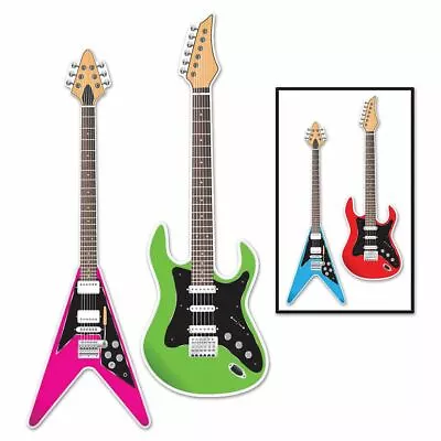 36  Electric Guitar Pack 2 Cutouts 80's Style Party Decoration • £10.79