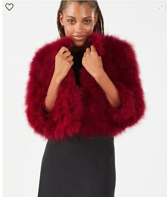 Nwt Bcbg Maxazria Top Shirt Jacket Red Xxs Xs S M L 2 4 6 8 10 12 Ostrich Feathe • $139.29