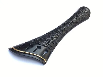 Hand Carving Ebony Harp Style Violin Tailpiece With Gold Freet 4/4 • $11.99
