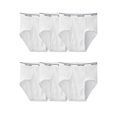 Fruit Of The Loom Men's White Briefs Underwear 6 Pack Sizes S-5XL • $22.99