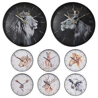 Glass Wall Clocks Vintage Shabby Chic Animal Design Kitchen Home Bedroom 32cm • £17.50