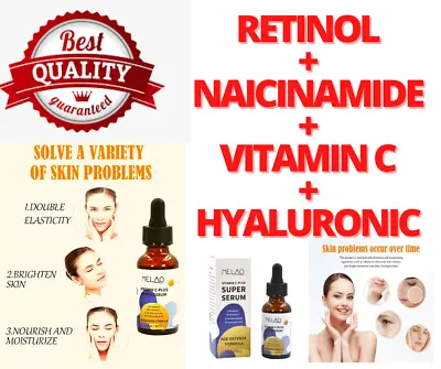 Vitamin C Hyaluronic Acid Retinol Best Anti Ageing Face Super Serum Cream Oil UK • £7.99