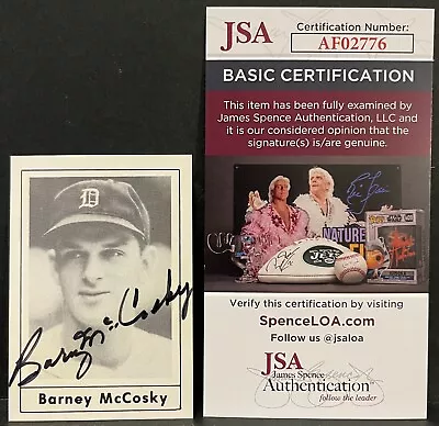 Barney McCosky JSA Signed Autograph 1978 Grand Slam Detroit Tigers • $26.99