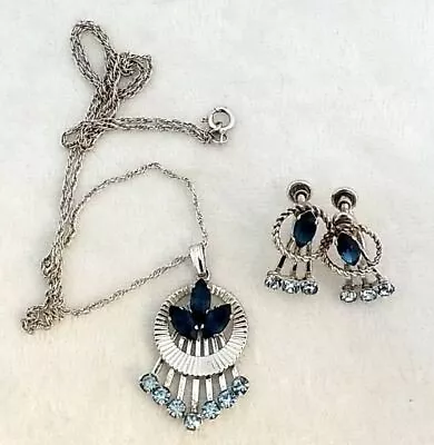 Vintage Van Dell Sterling Silver Rhinestone 19  Necklace With Matching Earrings  • $80