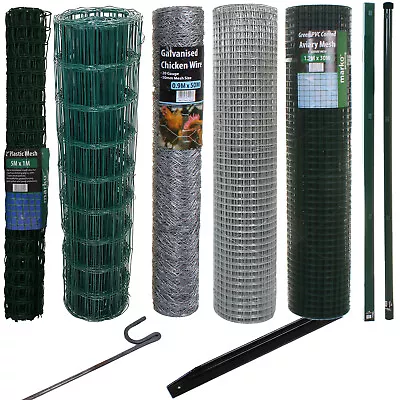 £16.99 • Buy Welded Galvanised PVC Plastic Coated Fencing Chicken Wire Mesh Aviary Garden NEW