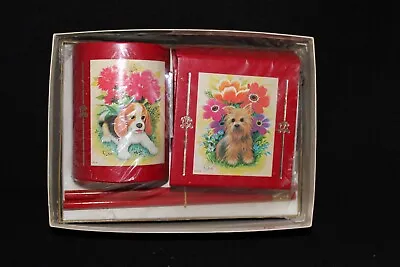 Vintage Stylecraft Puppy Pencil Holder And Memo Pad Set • $24.99