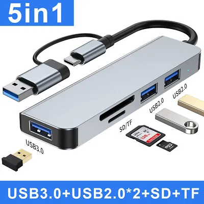 5 In 1 USB / Type C To USB SD/TF Card Reader Adapter Hub For Computer Cellphone • $12.99