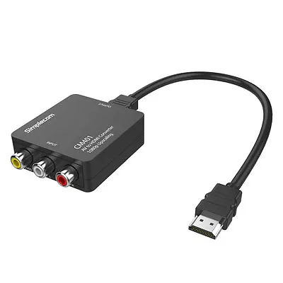 Composite AV CVBS 3RCA To HDMI Video Converter 1080p Upscaler With Power Adapter • $35.95