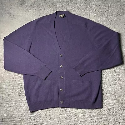 VINTAGE Brooks Brothers Sweater Mens 46 Purple 100% Lambswool Cardigan • $18.88