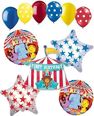 11 Pc Circus Tent 1st Happy Birthday Balloon Bouquet Decoration Party Monkey • $16.99