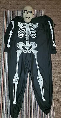 Vintage Skeleton Costume With Mask Made In Usa Large Halloween Adult • $37.69