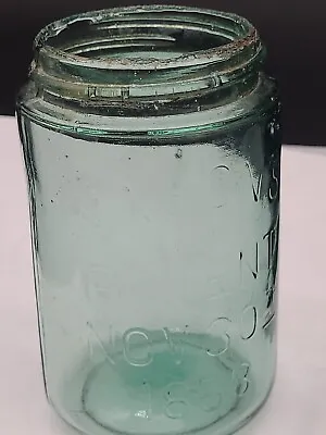 Green Mason's Patent Nov Nov 30th 1858 Pint Fruit Jar With Lid.  • $26
