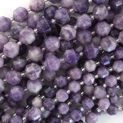 $11.99 • Buy Natural Purple Lepidolite Prism Double Point Cut Faceted Beads 15.5  8mm 10mm