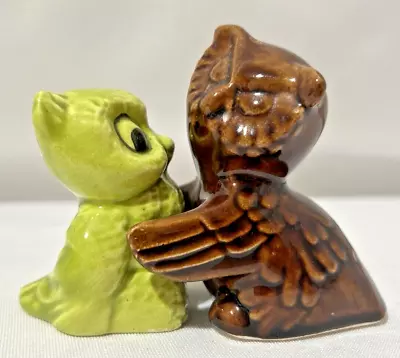 Vintage Hugging Owl Salt & Pepper Shakers Mid Century - Nice Condition • $16.95