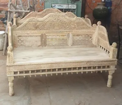 Wooden Hand Carved Sofa/BenchDay Bed Indian Vintag Decorative Sofa Indian • $2900