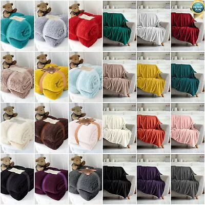 £7.99 • Buy Luxury Teddy Fleece Popcorn Throw Over For Sofa Bed Blanket Travel Warm & Cosy