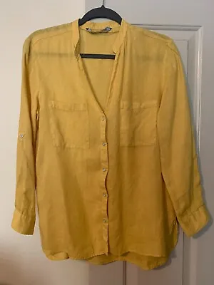 Lovely Yellow Zara Linen Shirt Long Sleeve Size M New • $20