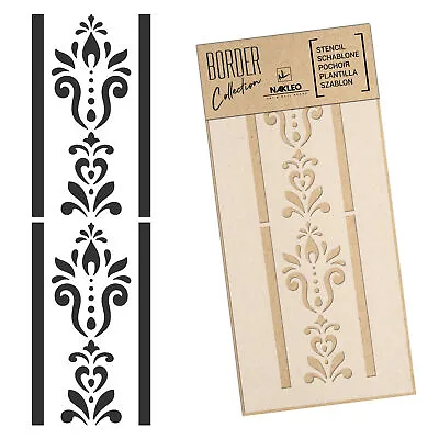 BORDER Reusable PLASTIC Wall STENCIL 21x45cm Or 45x95cm DAMASK ORNAMENT #2 • £16.80