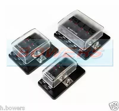 £2.99 • Buy 4/6/10 Way 1 Positive Bus In Led Warning Fuse Box Holder 12v/24v Standard Blade
