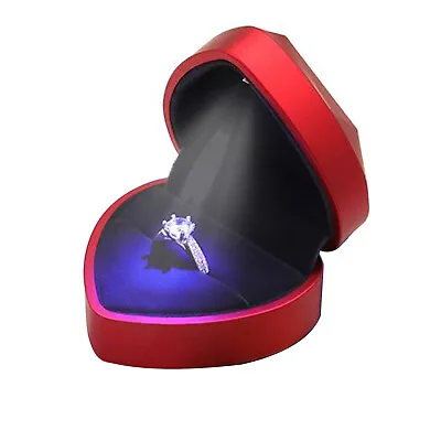 LED Lighted Ring Box Small Heart Shaped Jewelry Gift Case For Proposal Wedding  • $6.99
