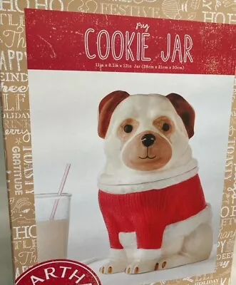 Martha Stewart Macys Holiday Christmas Pug Dog Cookie Jar READ • $29.99