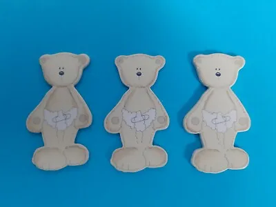 3x East Of India Wooden Baby Bears Ideal For New Baby/Christening Crafts • £2.95